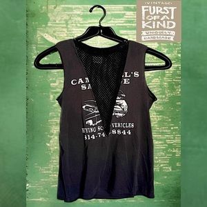 Furst Of A Kind V-neck Sleeveless Mesh Pullover Tank Top Black